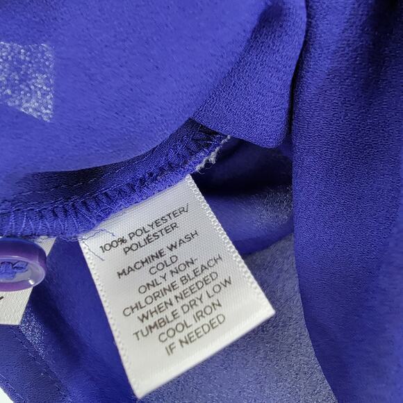 LOFT Ann Taylor Colorblock Chiffon Semi Sheer 1/2 Button Down Blouse Size Small - Picture 9 of 11